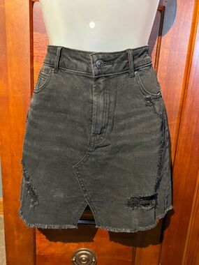 wild fable Black Distressed Denim Mini Skirt